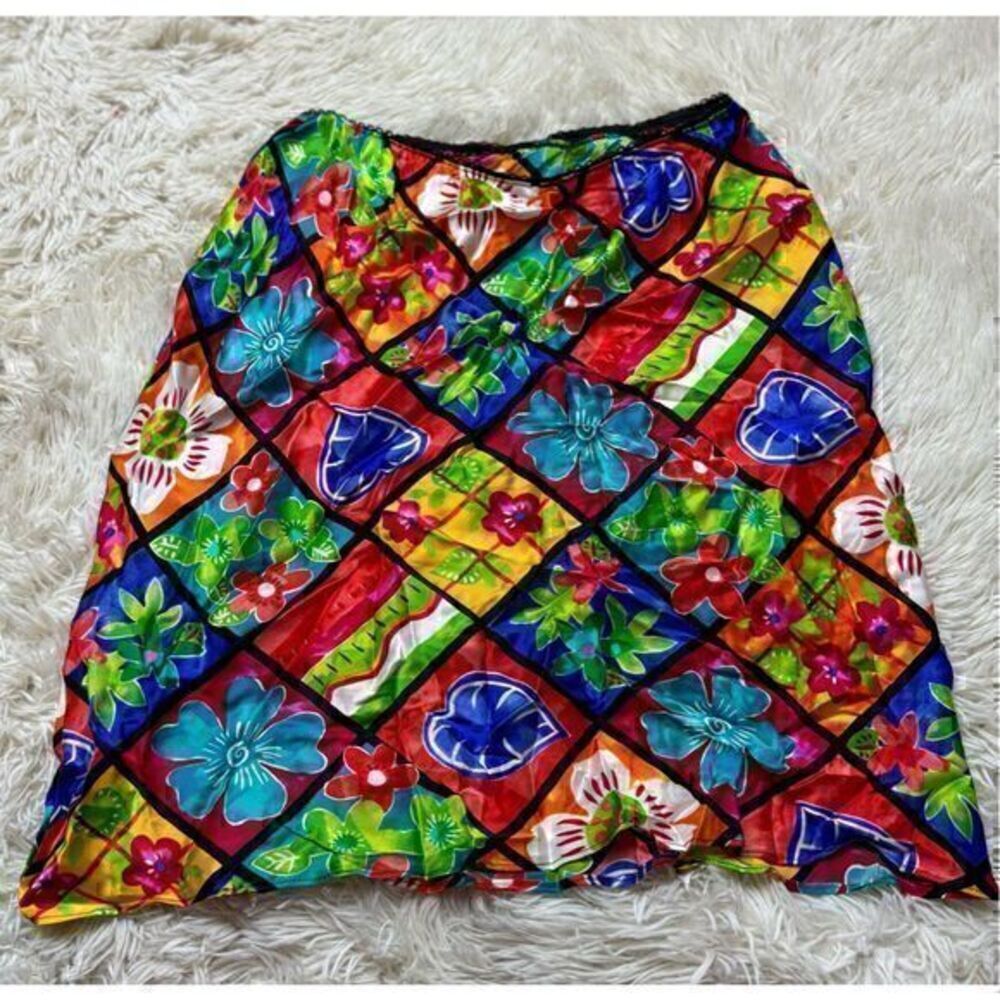 Gorgeous Colorful Floral Women’s Silk Mini Skirt Size Small by Central Falls